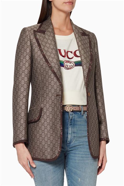 gucci tan nylon jacket|gucci blazers for women.